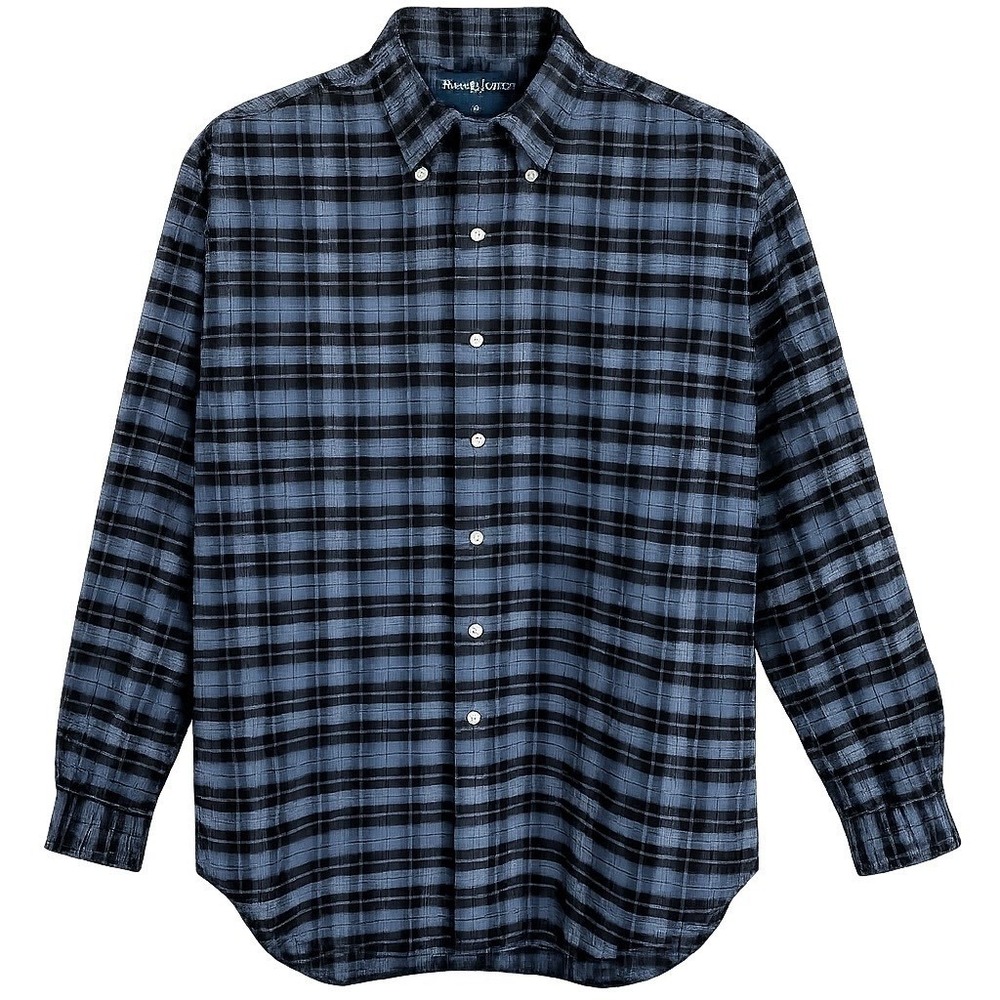 Ralph Lauren Blake Heavyweight Flannel Shirt Mens XL Blue‎ Black Plaid